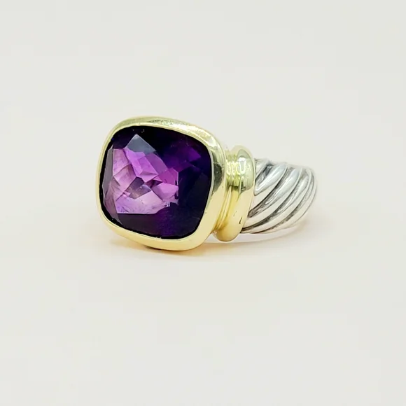 David Yurman Large Noblesse Ring Amethyst Ring Sz 8.5 - Picture 3 of 11